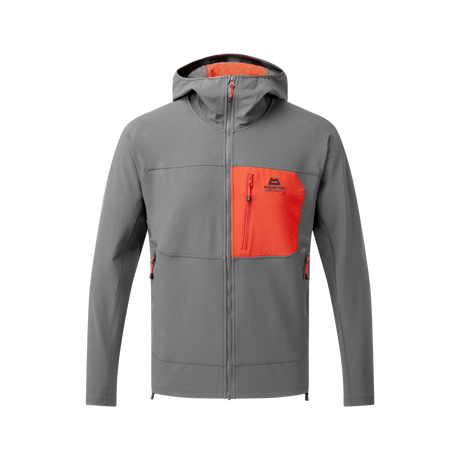 Mountain Equipment Arrow Hooded Men's Jacket in Anvil/Redrock - Front