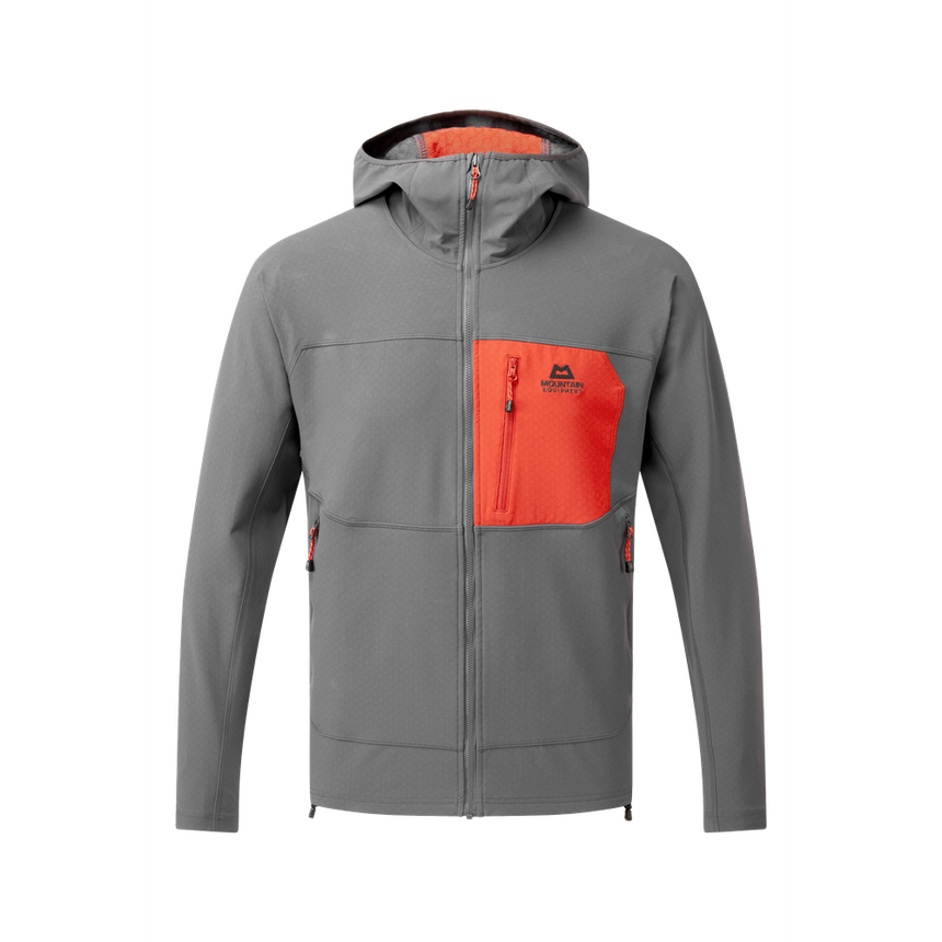 Mountain Equipment Arrow Hooded Men's Jacket in Anvil/Redrock - Front