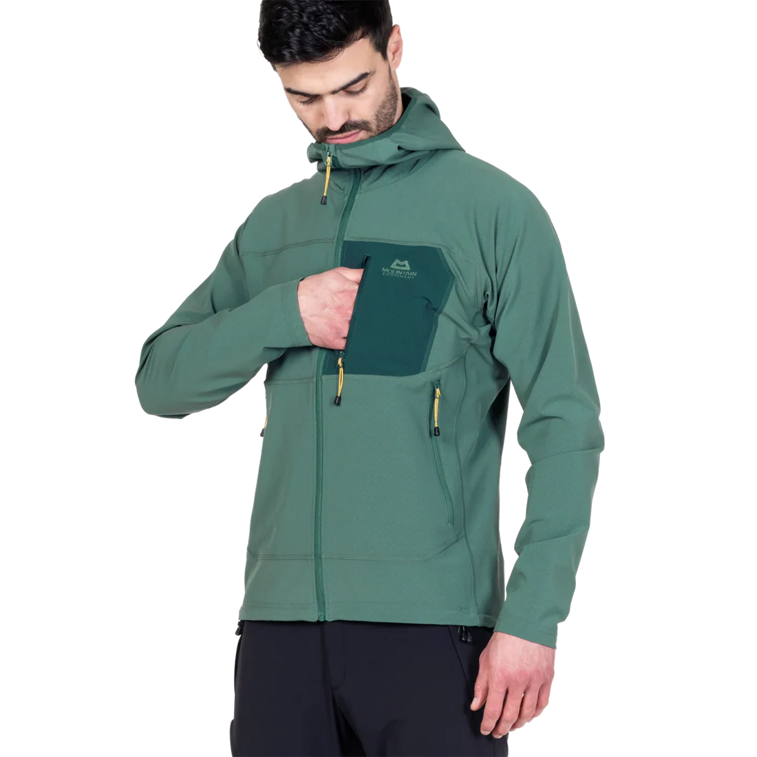 Mountain Equipment Arrow Hooded Men's Jacket in Fern/Pine - On Model Back