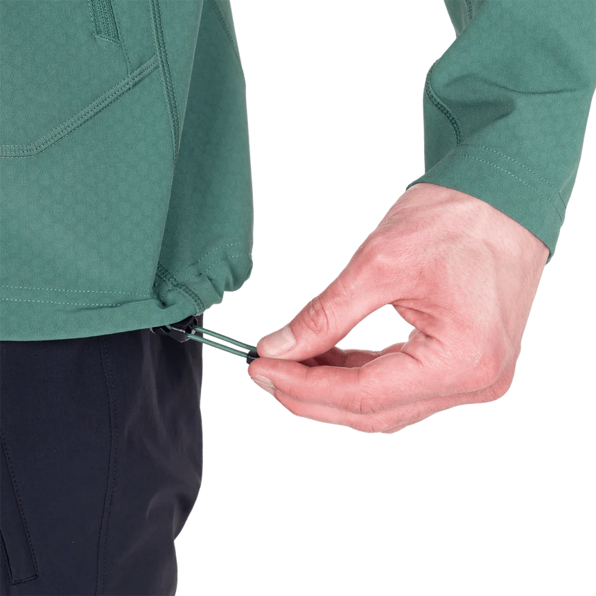 Mountain Equipment Arrow Hooded Men's Jacket in Fern/Pine - On Model Side 2