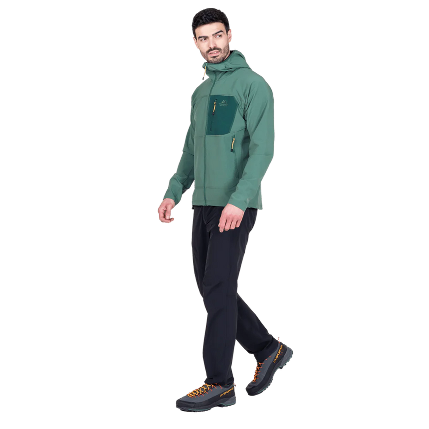 Mountain Equipment Arrow Hooded Men's Jacket in Fern/Pine - On Model Side