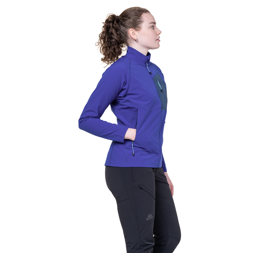 Mountain Equipment Arrow Women's Jacket in Clematis/Dusk - On Model Side 2