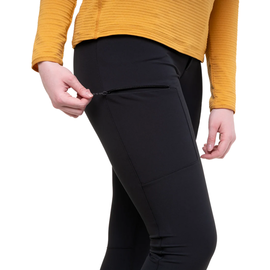 Mountain Equipment Austra Women's Tight in Black - Thigh Pocket Detail