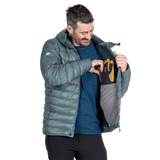 Mountain Equipment Baltoro Men's Jacket in Goblin Blue - Inner Pocket On Model