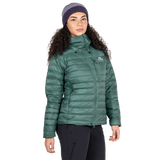 Mountain Equipment Baltoro Women's Jacket in Sea Pine - Front On Model