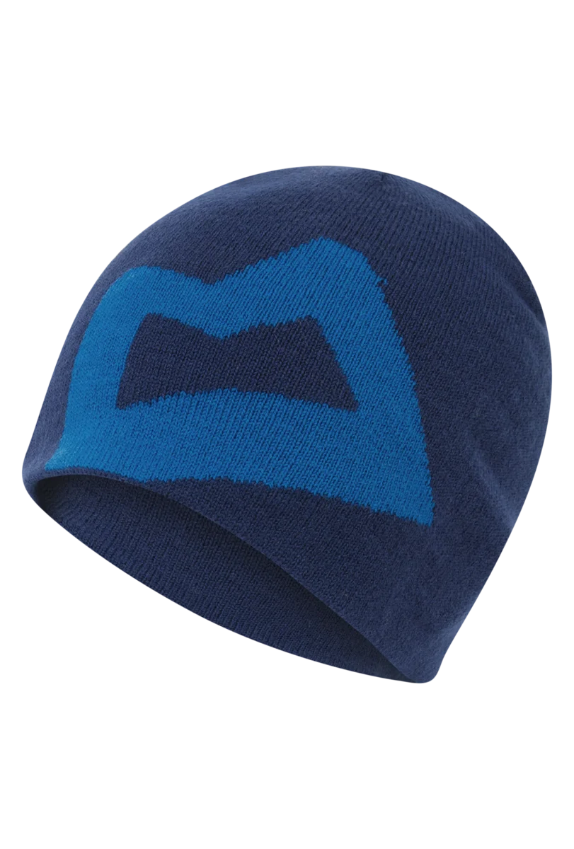 Mountain Equipment Branded Knitted Beanie in Admiral/Atlantic - Front