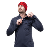 Mountain Equipment Cerrig Men's LS Zip T in Cosmos - Front on Model