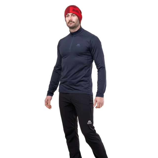 Mountain Equipment Cerrig Men's LS Zip T in Cosmos - Full Length on Model