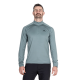 Mountain Equipment Cerrig Men's LS Zip T in Goblin Blue - Front on Model