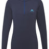 Mountain Equipment Cerrig Women's LS Zip T in Cosmos - Front