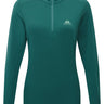 Mountain Equipment Cerrig Women's LS Zip T in Deep Teal - Front