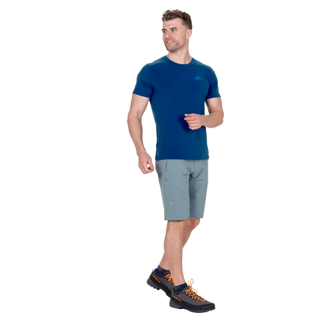 Mountain Equipment Comici Men's Short in Goblin Blue - Walking Front Model