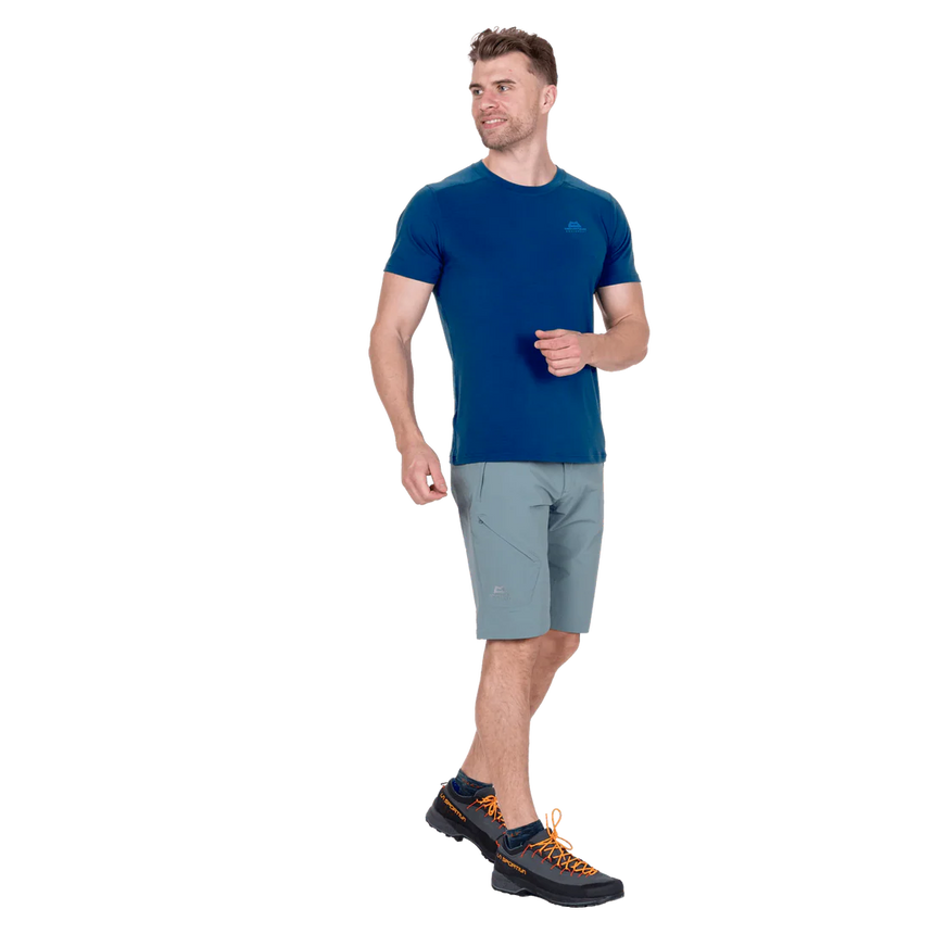 Mountain Equipment Comici Men's Short in Goblin Blue - Walking Front Model