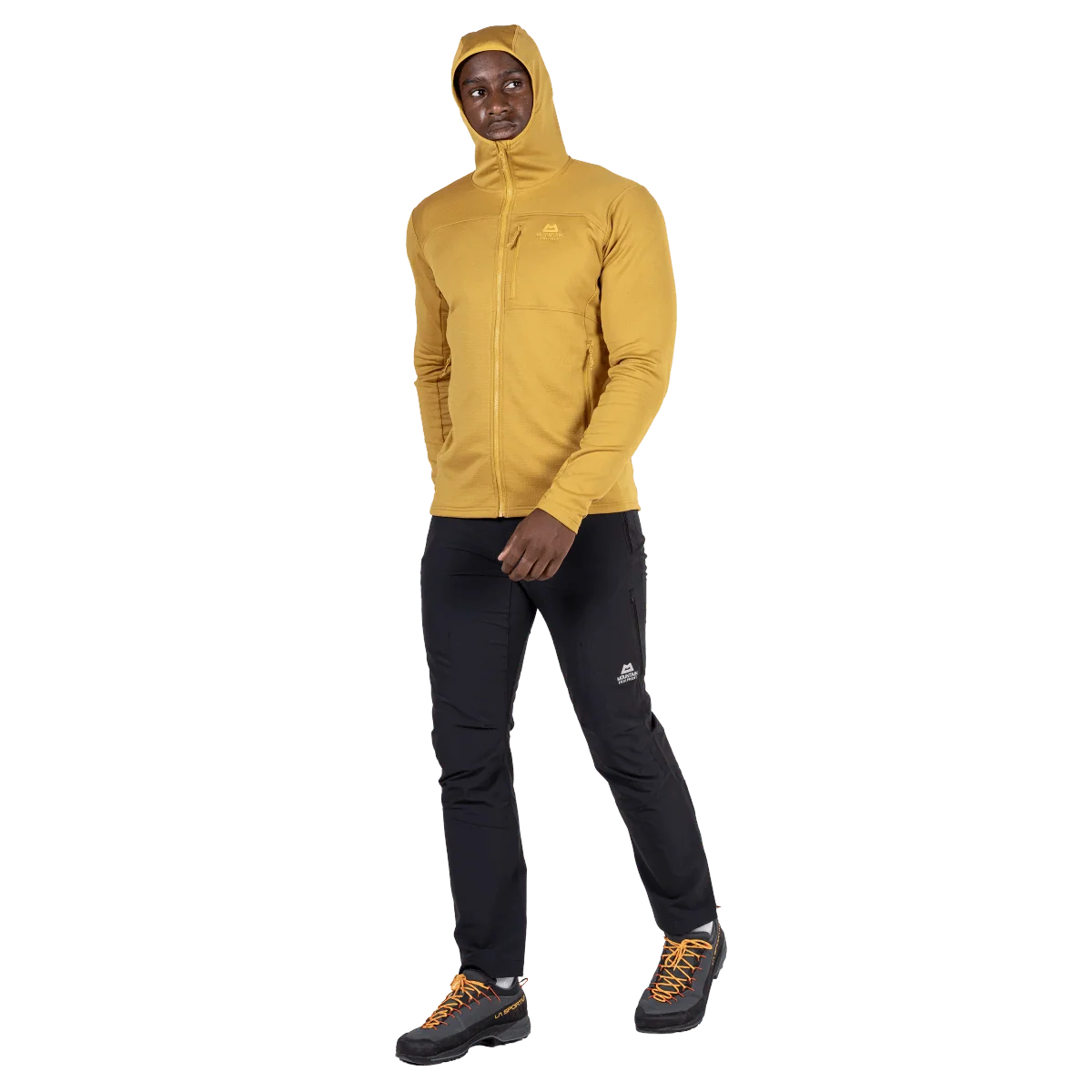 Mountain Equipment Durian Hooded Men's Jacket in Mustard - Hood Fit 2