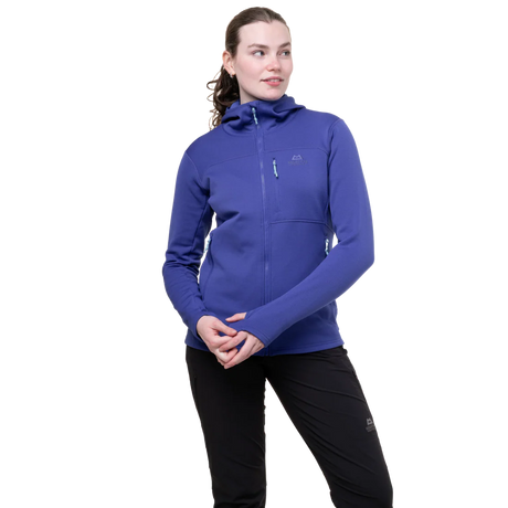 Mountain Equipment Durian Hooded Women's Jacket in Clematis - Front Fit
