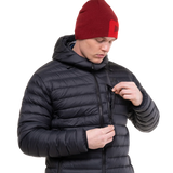 Mountain Equipment Earthrise Hooded Men's Jacket in Black/Black - Chest Pocket Detail Model