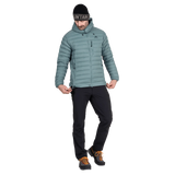 Mountain Equipment Earthrise Hooded Men's Jacket in Goblin Blue - worn