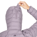 Mountain Equipment Earthrise Hooded Women's Jacket in Allium - hood drawcord detail