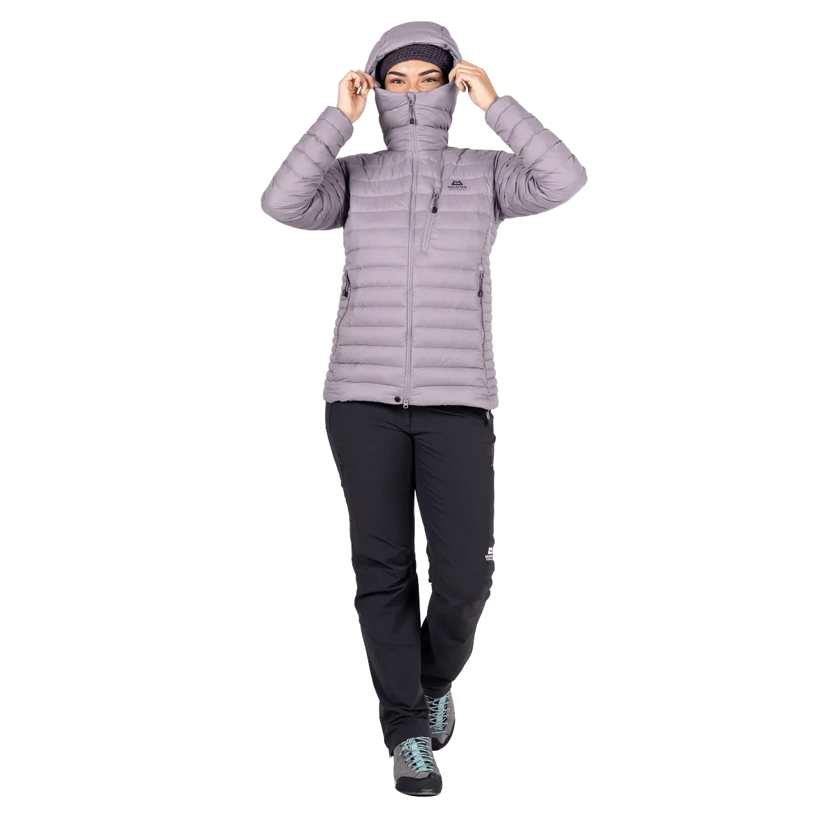 Mountain Equipment Earthrise Hooded Women's Jacket in Allium - hood up