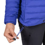 Mountain Equipment Earthrise Hooded Women's Jacket in Clematis - packed into hand pocket detail