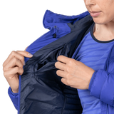 Mountain Equipment Earthrise Hooded Women's Jacket in Clematis - security pocket detail