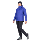 Mountain Equipment Earthrise Hooded Women's Jacket in Clematis - worn