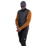 Mountain Equipment Earthrise Men's Vest in Black/Black - back, worn