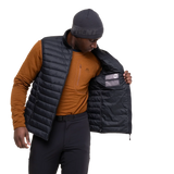 Mountain Equipment Earthrise Men's Vest in Black/Black - side, worn