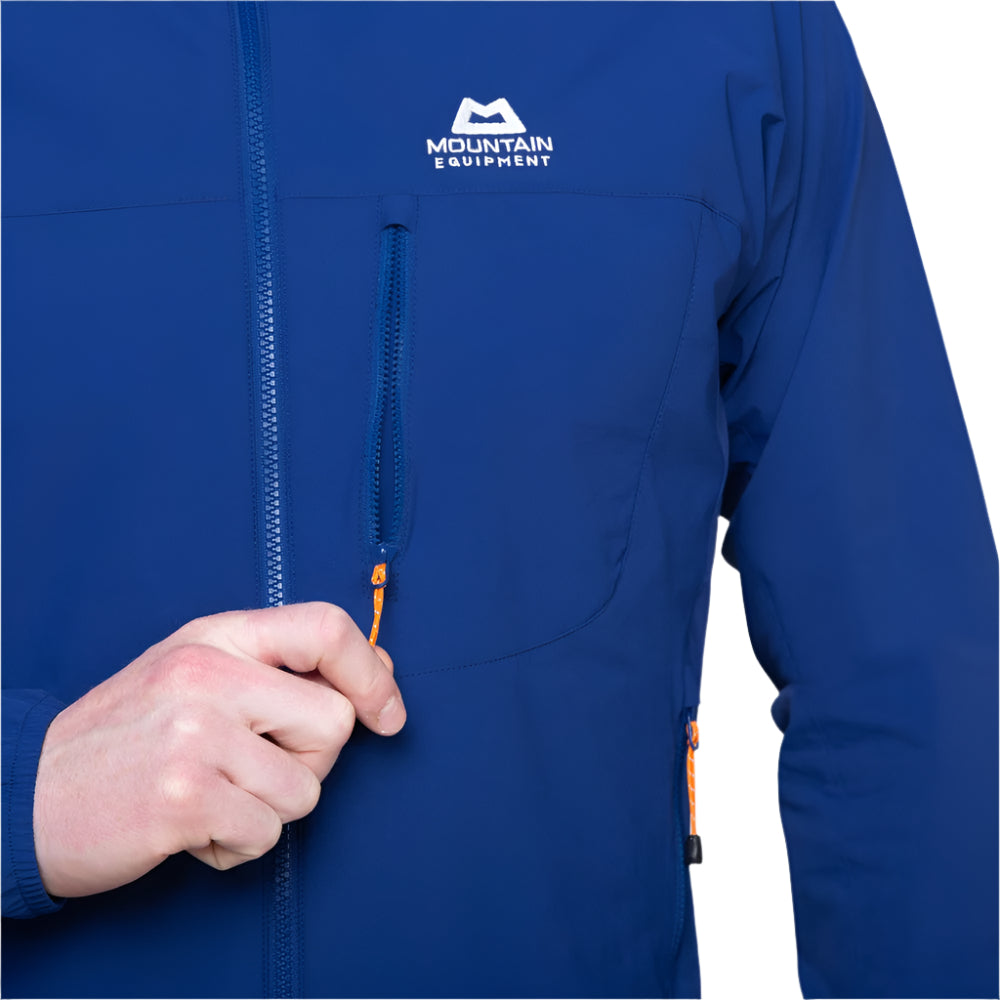 Mountain Equipment Echo Hooded Men's Jacket in Admiral Blue - Zip Detail