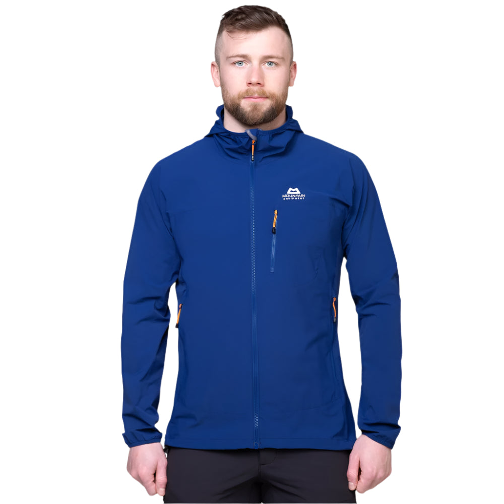 Mountain Equipment Echo Hooded Men's Jacket in Admiral Blue - On Model Front