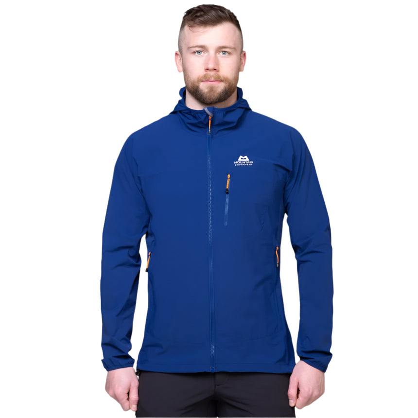 Mountain Equipment Echo Hooded Men's Jacket in Admiral Blue - On Model Front