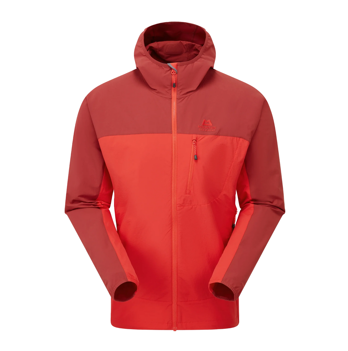 Mountain Equipment Echo Hooded Men's Jacket in Chili Red/Merlot - Flat Lay