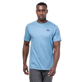 Mountain Equipment Everest Men's Tee in Heritage Blue - On Model Front