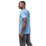 Mountain Equipment Everest Men's Tee in Heritage Blue - On Model Side