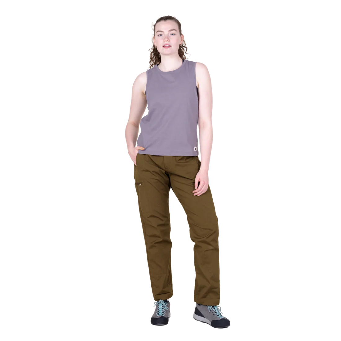 Mountain Equipment Fairhead Women's Tank in Allium - Front full length model view
