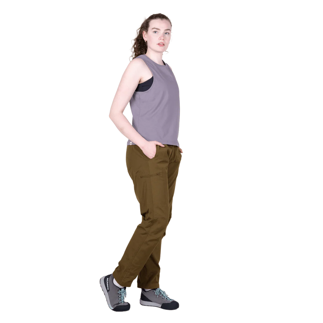 Mountain Equipment Fairhead Women's Tank in Allium - Side model view