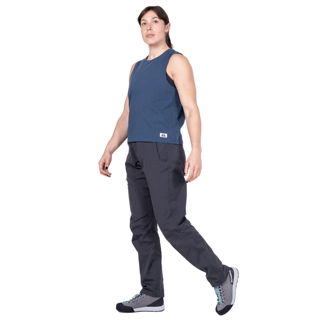 Mountain Equipment Fairhead Women's Tank in Dusk - Side model view walking