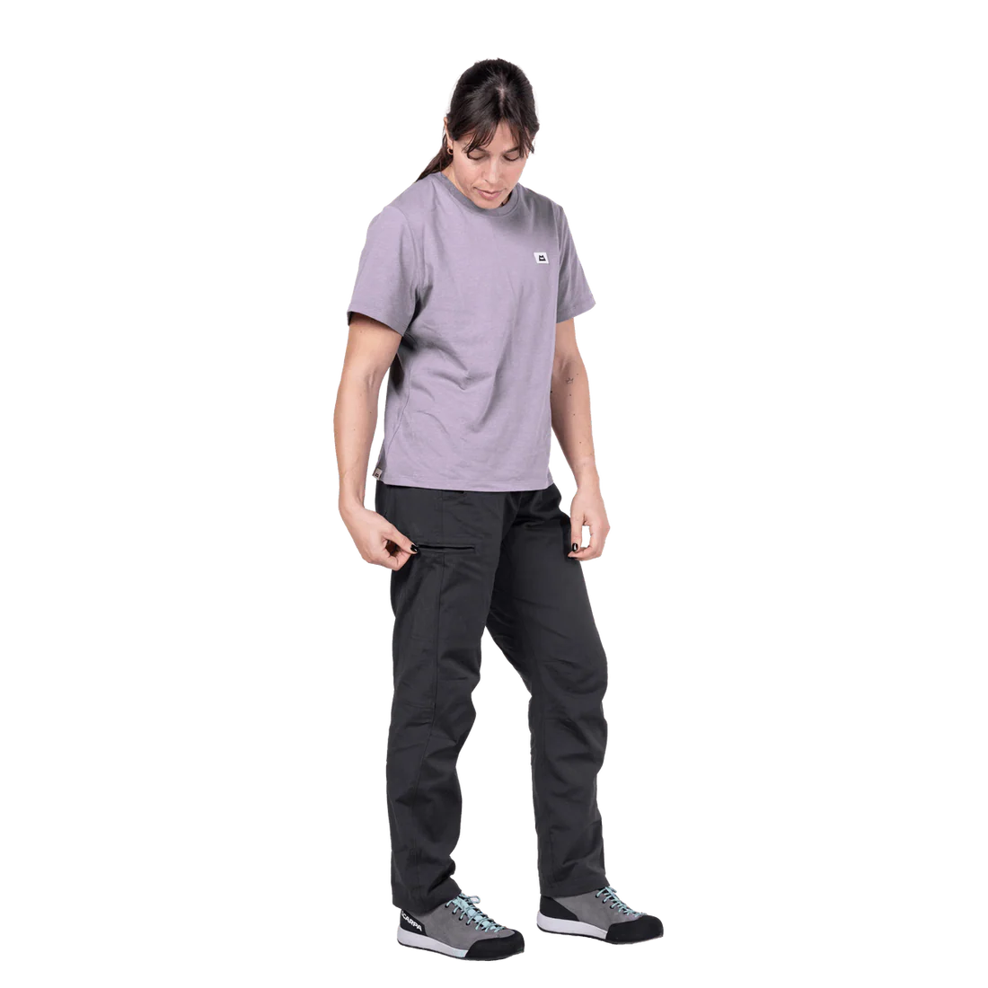 Mountain Equipment Flowstone Women's Pant in College Blue - Front full length model view 3