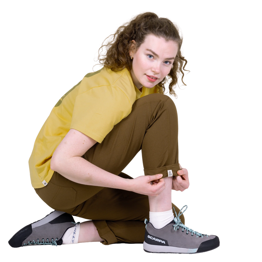 Mountain Equipment Flowstone Women's Pant in Desert Palm - Action model view
