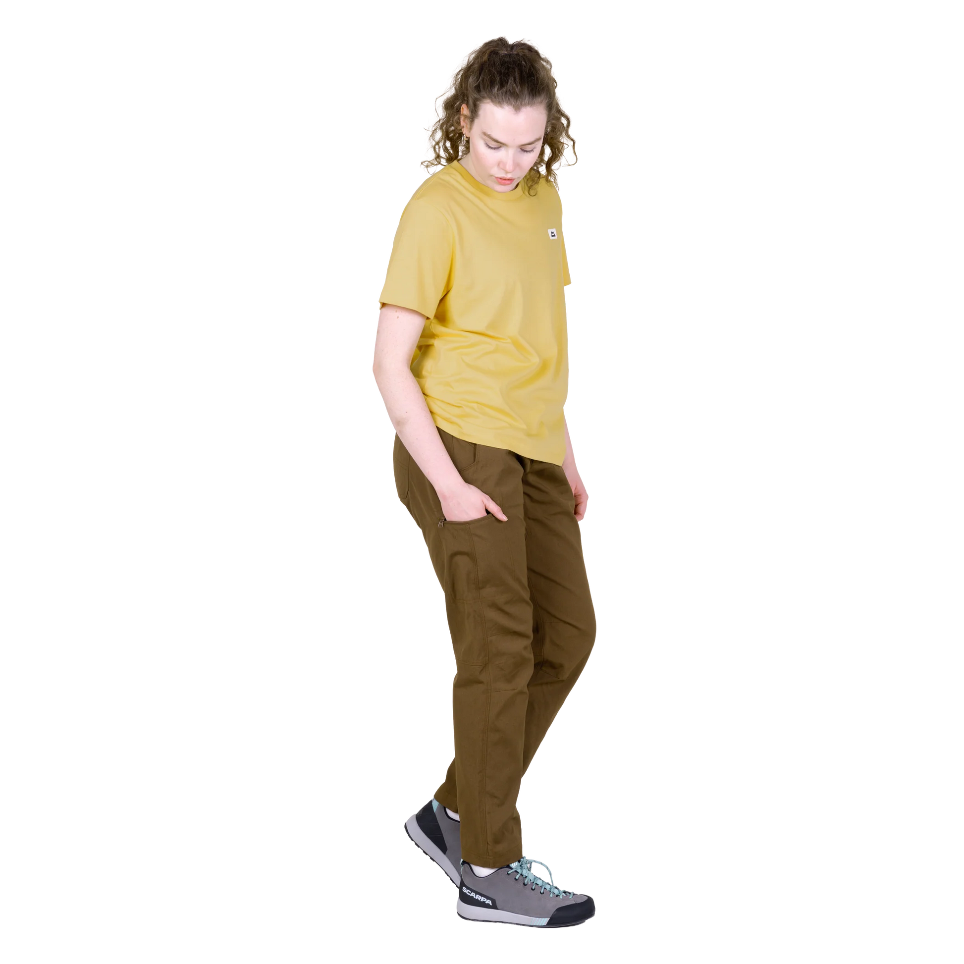 Mountain Equipment Flowstone Women's Pant in Desert Palm - Side model view