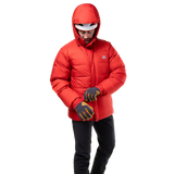 Mountain Equipment Gasherbrum Men's Jacket in Chili Red - On Model Hood Up