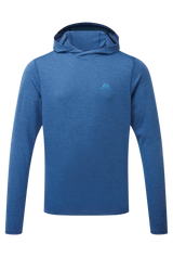 Mountain Equipment Glace Hooded Men's Top in Admiral Blue - Flat lay