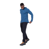 Mountain Equipment Glace Hooded Men's Top in Admiral Blue - Front walking