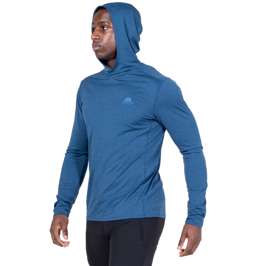 Mountain Equipment Glace Hooded Men's Top in Admiral Blue - Hood on