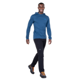 Mountain Equipment Glace Hooded Men's Top in Admiral Blue - Three quarter view