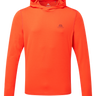 Mountain Equipment Glace Hooded Men's Top in Cardinal Orange - Flat lay