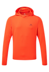 Mountain Equipment Glace Hooded Men's Top in Cardinal Orange - Flat lay
