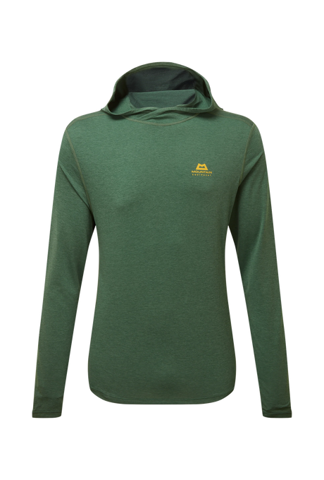 Mountain Equipment Glace Hooded Men's Top in Fern - Flat lay