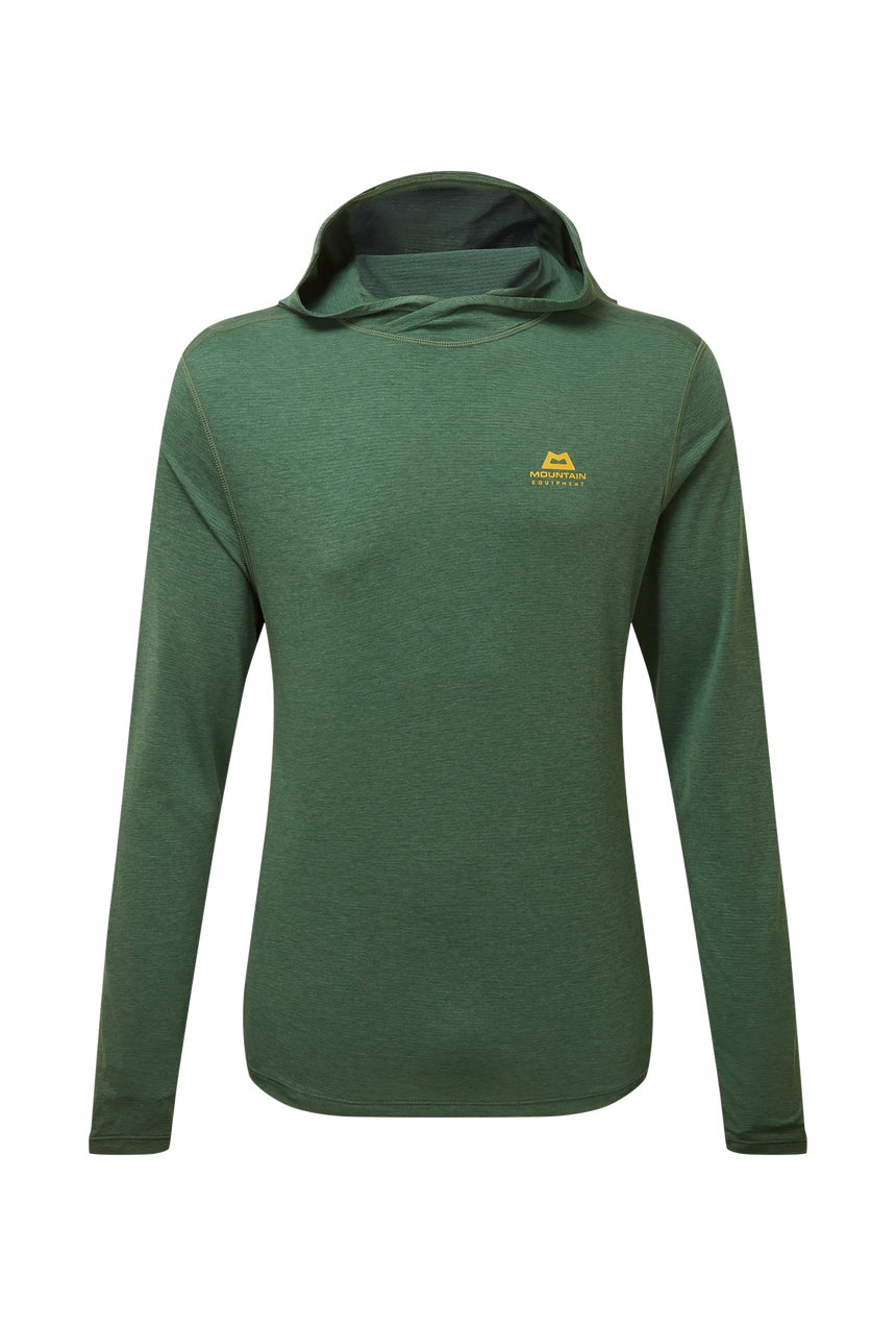Mountain Equipment Glace Hooded Men's Top in Fern - Flat lay
