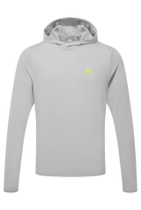 Mountain Equipment Glace Hooded Men's Top in Mist - Flat lay